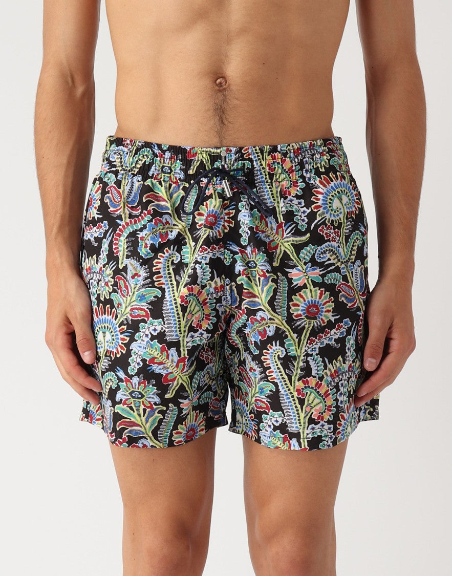 Etro Paisley Print Logo Swim Shorts