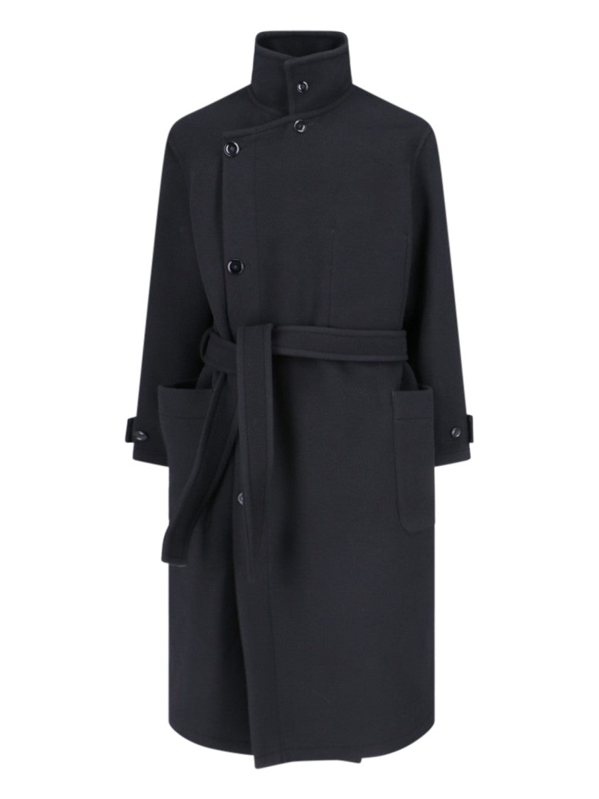 Lemaire Double-Breasted Wrap Coat With High Collar And Adjustable Cuffs
