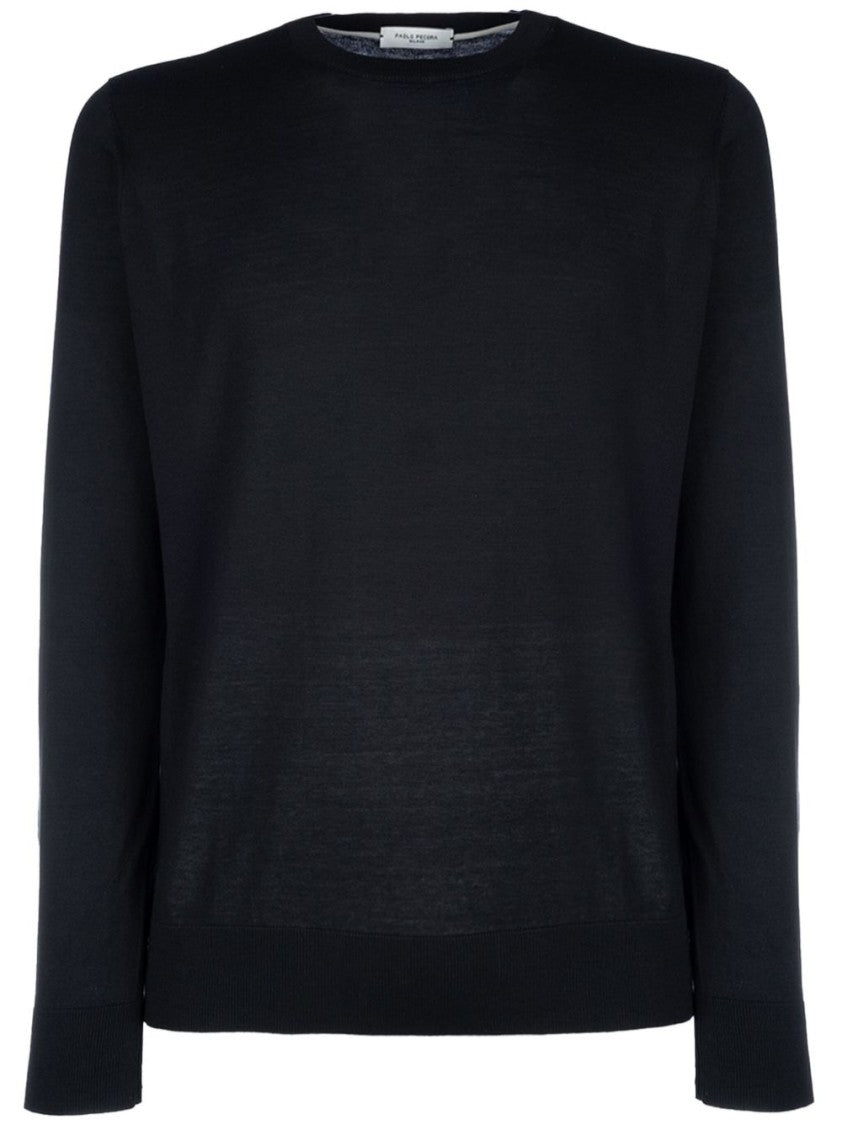 Paolo Pecora Black Sweatshirt With Classic Crew Neckline