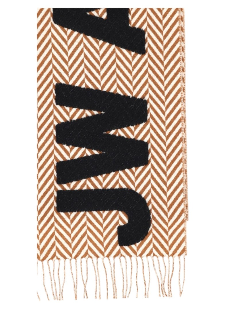 J. W. Anderson Brown Herringbone Fringed Virgin Wool-Blend Scarf