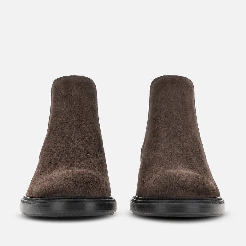 Hogan Dark Brown Suede Chelsea Boots