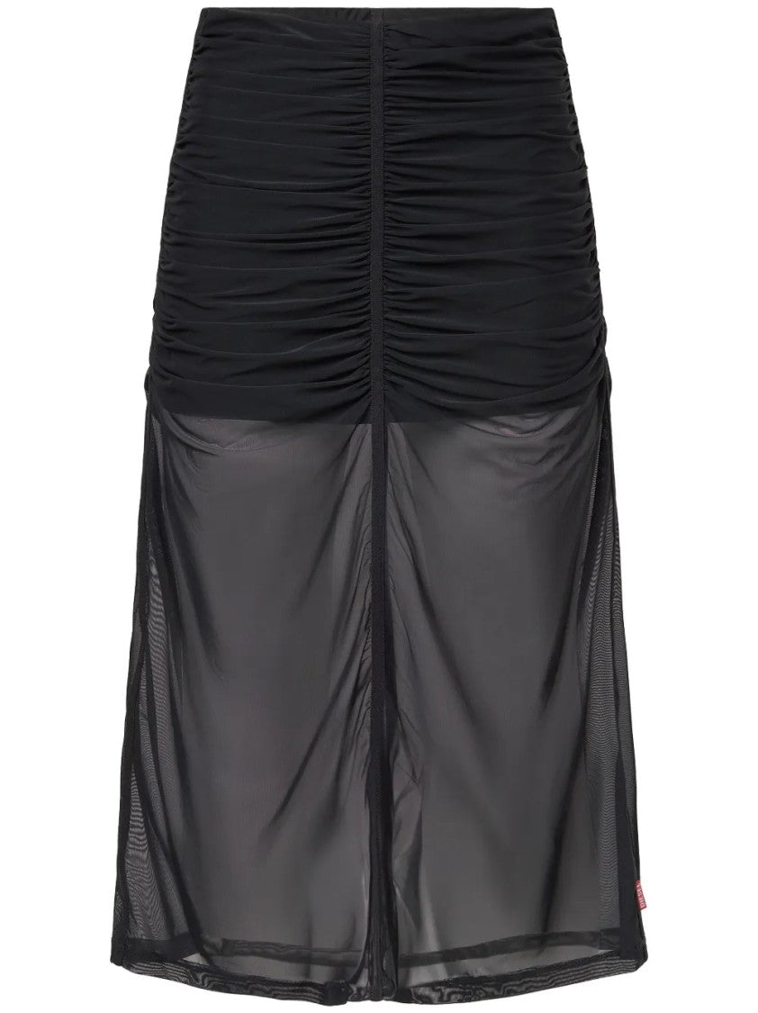 Diesel Ruched Skirt With Sheer Overlay
