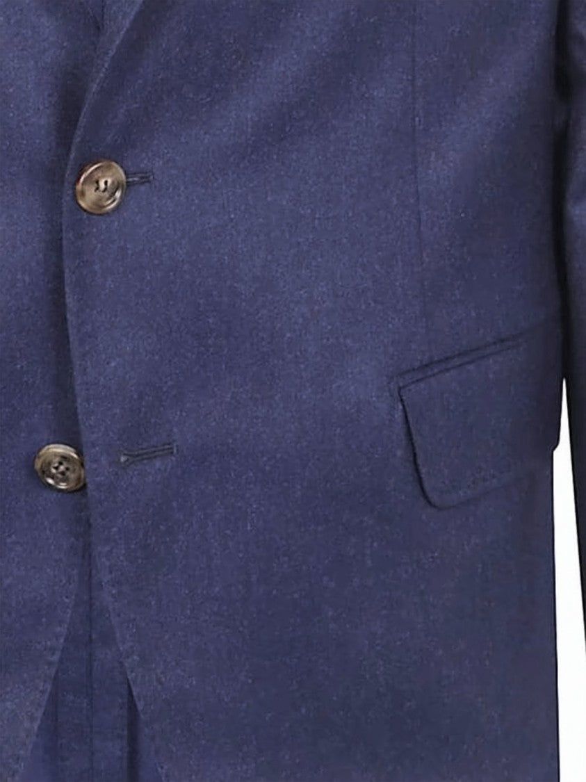 Brunello Cucinelli Tailored Blue Wool Suit Set With Notched Lapel