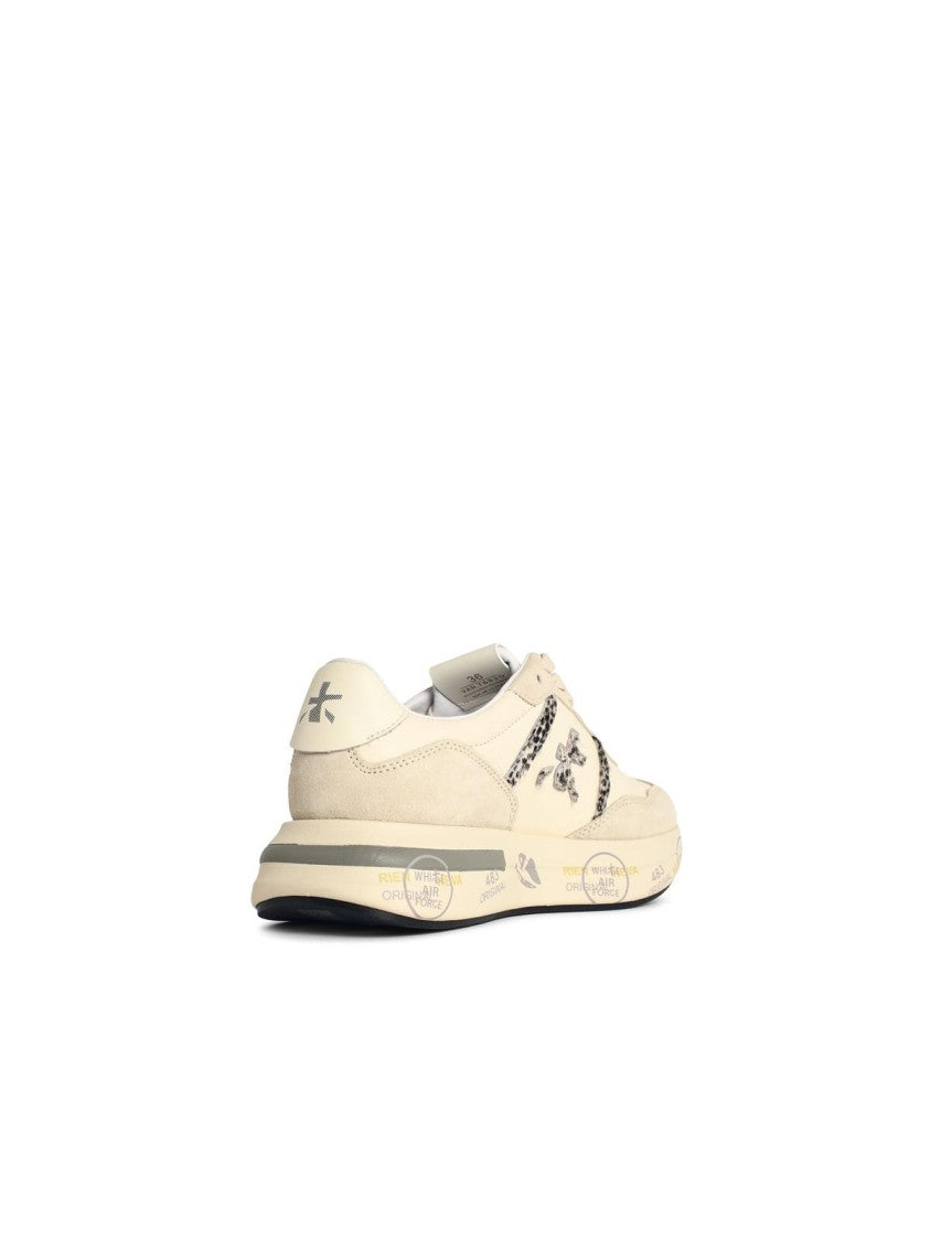 Premiata 'Cassie 7682' Leather Blend Sneakers Off White