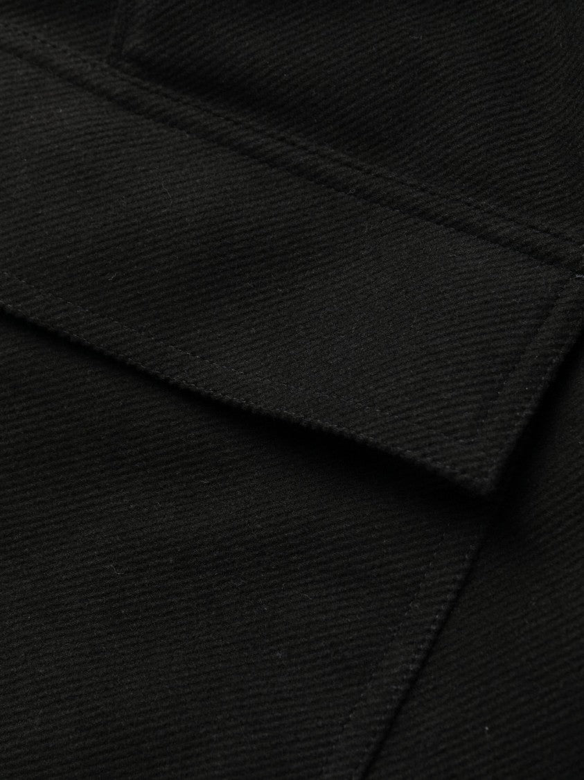 Rick Owens Relaxed Fit Black Cotton Cargo Long Pants