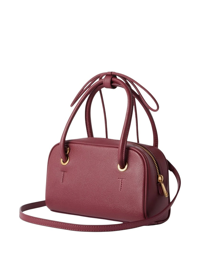 Furla Burgundy Poppy Mini Pebbled Leather Handbag