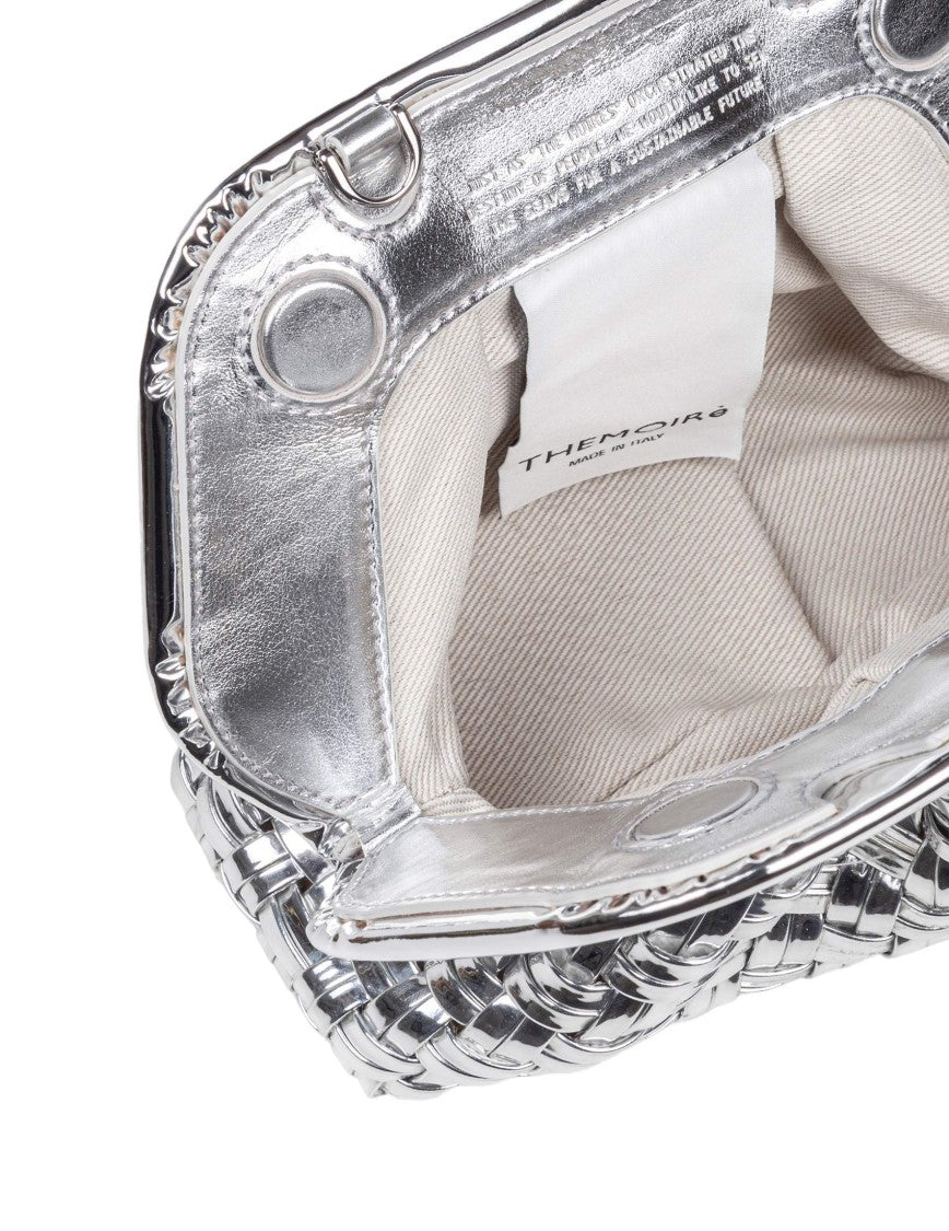 Themoirè Silver Mirror Effect Vegan Fabric Clutch Bag