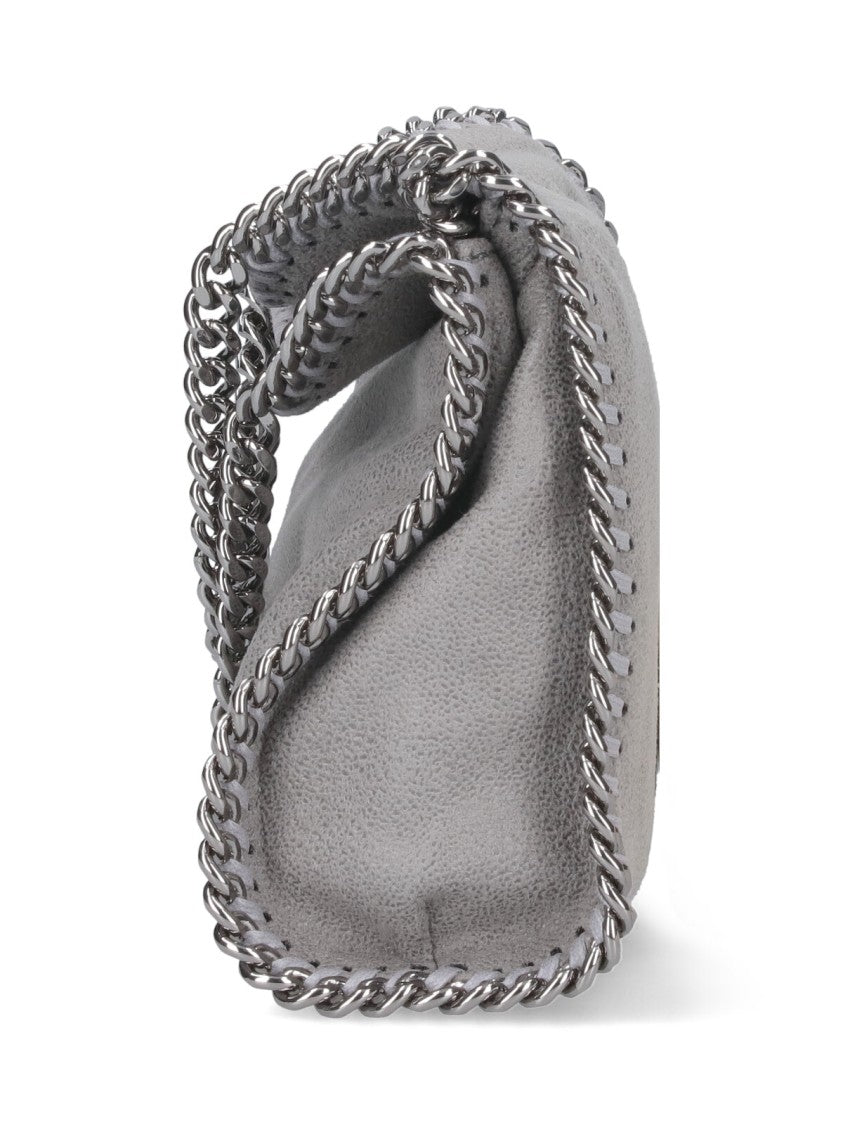 Stella Mccartney Grey Micro Falabella Silver Chain Fabric Tote Bag