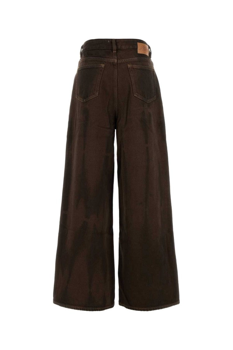 Ganni Brown Denim Wide-Leg Jeans