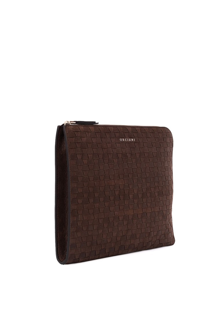 Orciani Woven Leather Document Pouch