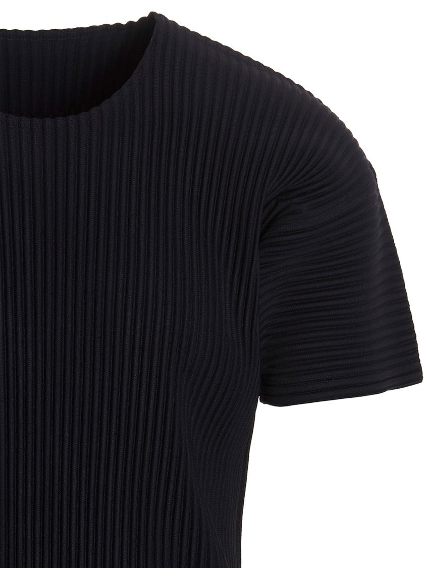 Homme Plissé Issey Miyake Textured Black Pleated T-Shirt