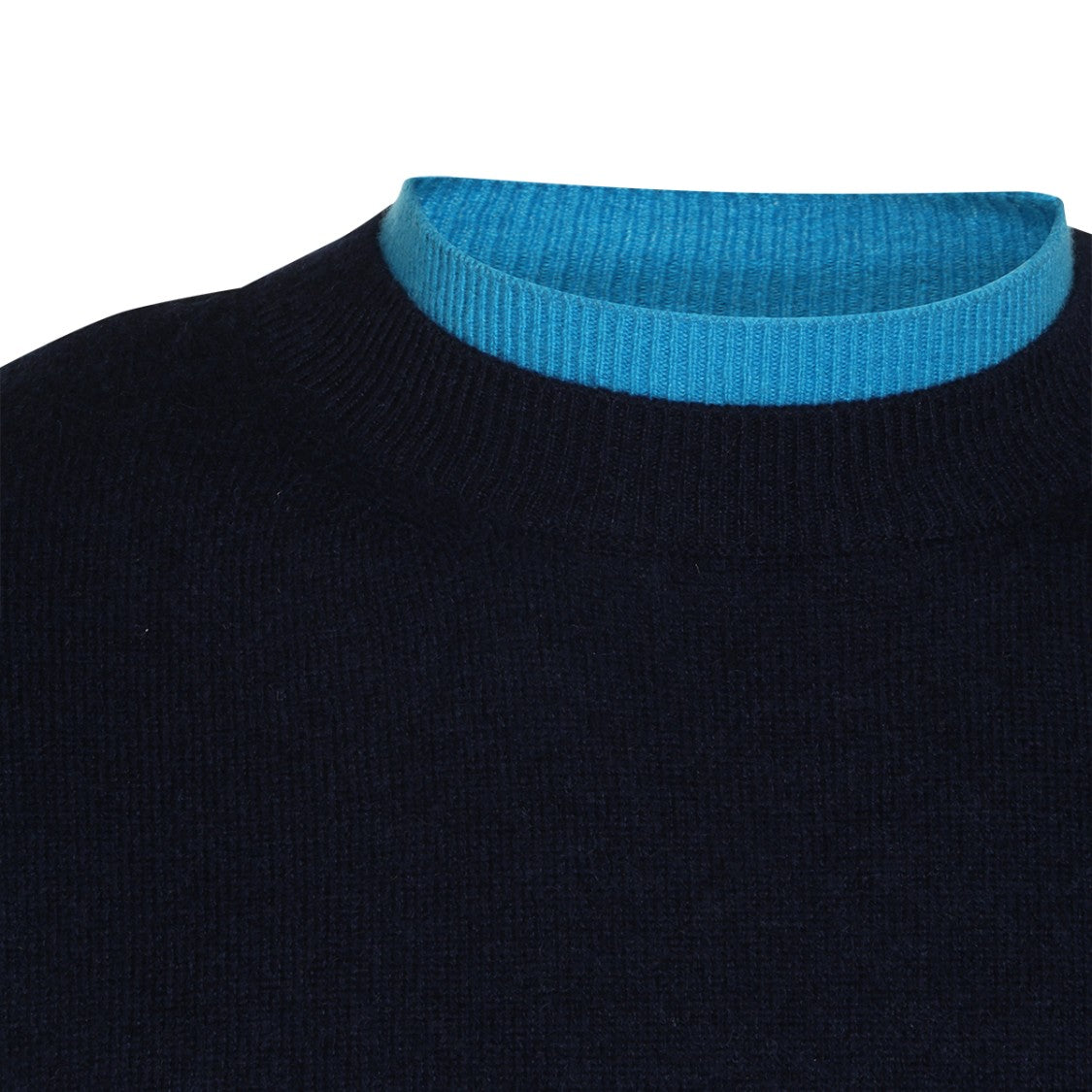 Marni Navy Blue Sweater With Contrasting Ribbed Collar