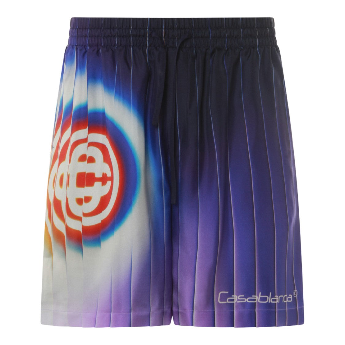 Casablanca Pleated Gradient Shorts With Bold Circular Pattern