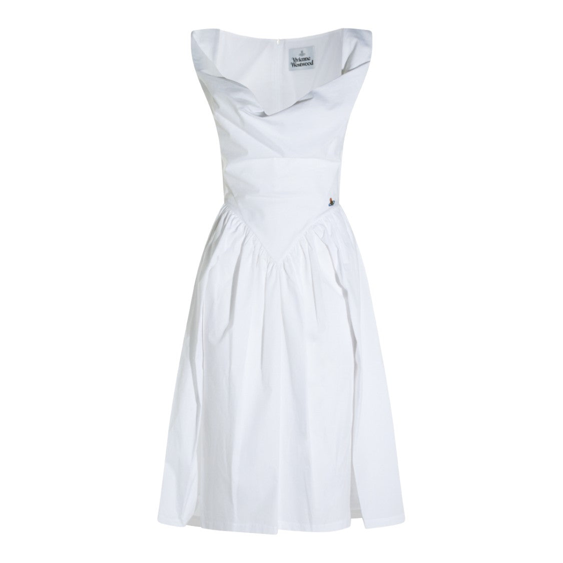 Vivienne Westwood Structured Bodice Midi Dress With Draped Neckline