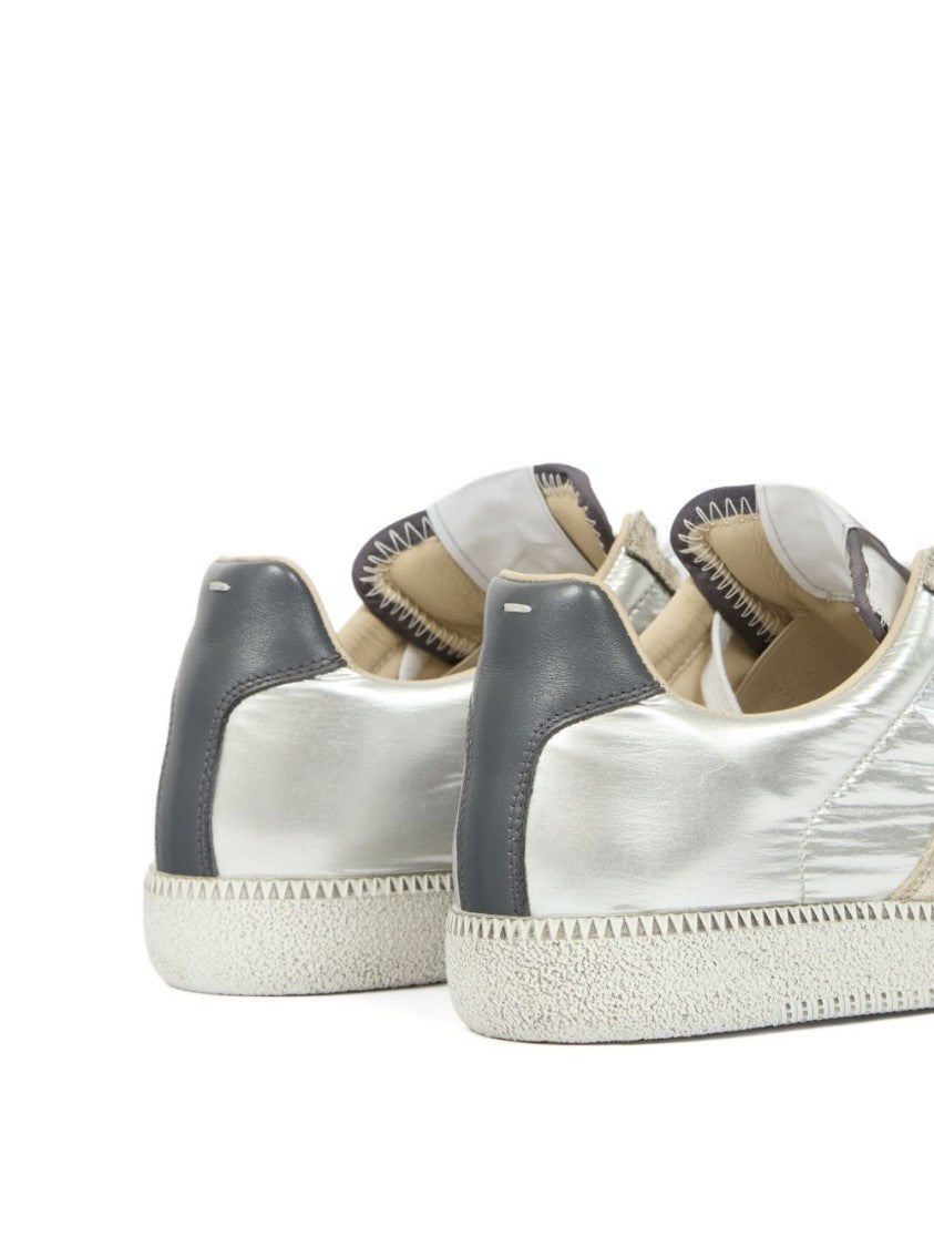 Maison Margiela Gold-Tone Paneled Sneakers With Lace-Up Fastening