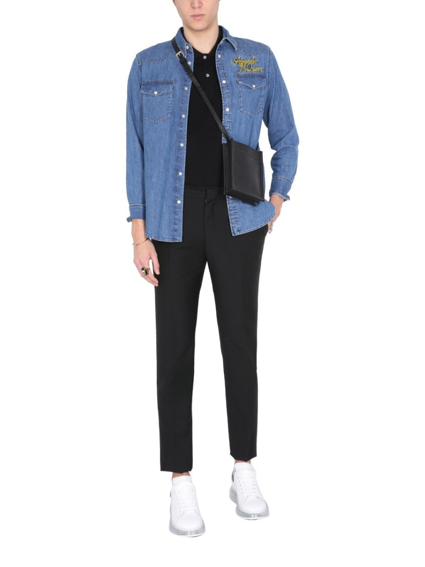 Alexander Mcqueen Pointed Collar Denim Shirt