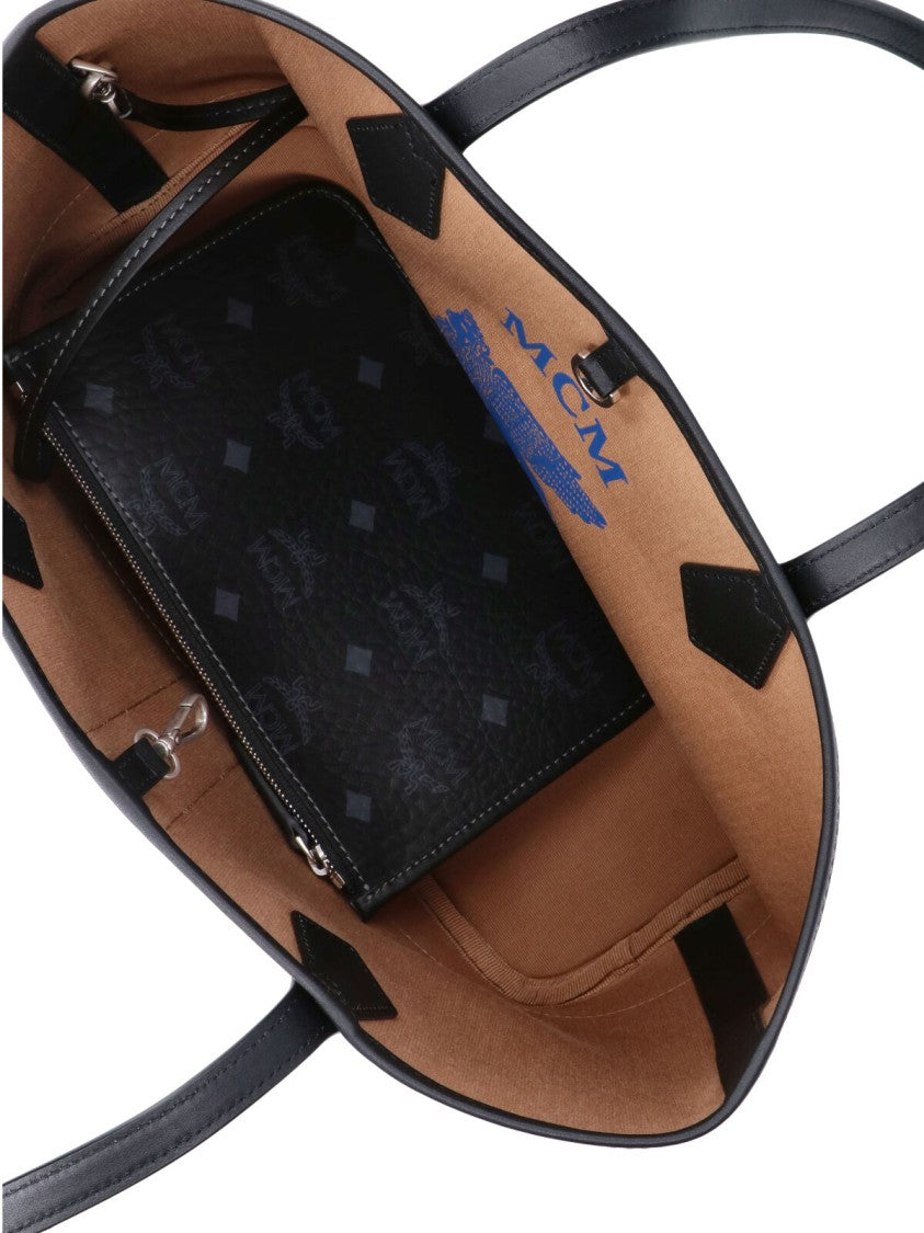 Mcm Black Liz Visetos Fabric Tote Bag