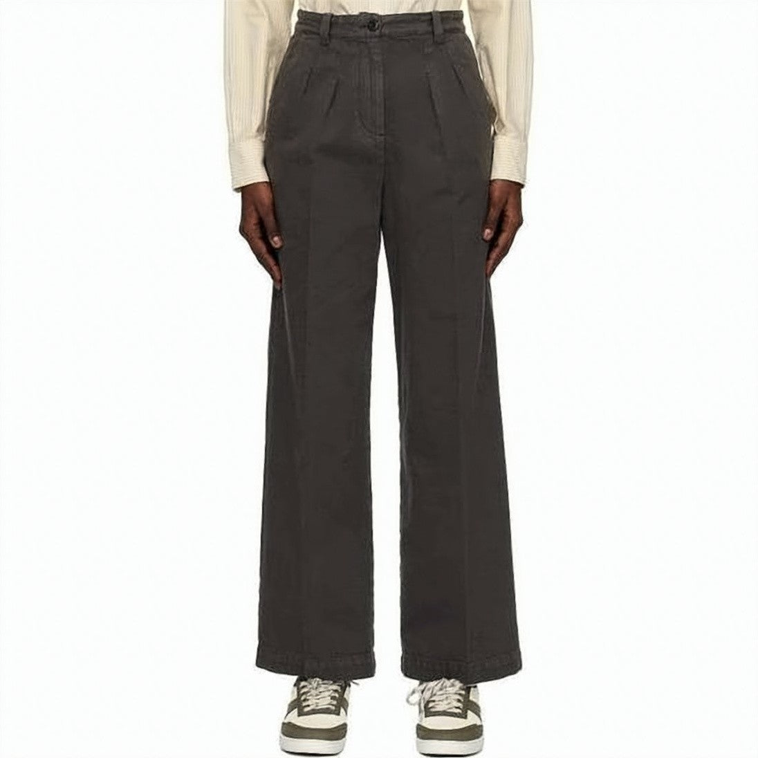 A.P.C. High Waist Straight-Leg Pants With Front Pleats