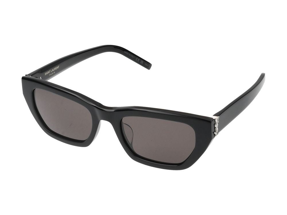 Saint Laurent Black Metallic Accents Oversized Square Sunglasses