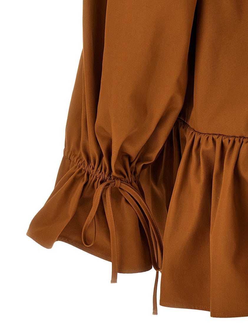 Saint Laurent Off-The-Shoulder Cotton Twill Mini Dress
