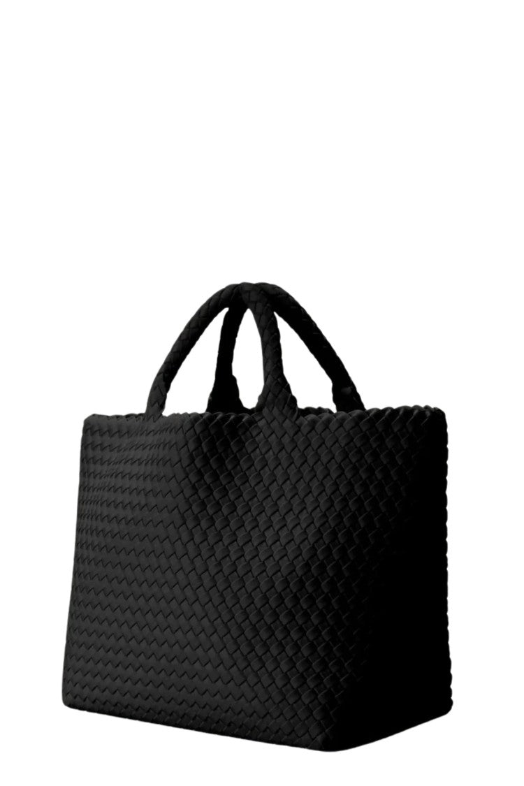 Naghedi Black St Barths Medium Woven Neoprene Tote Bag