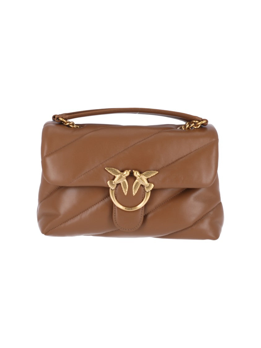 Pinko Brown Love Puff Calfskin Shoulder Bag