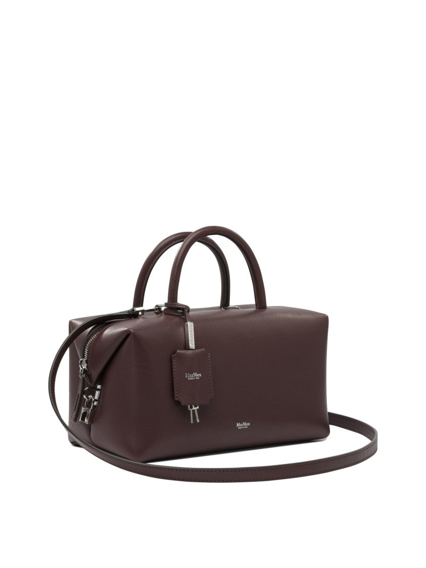 Max Mara Burgundy Calfskin Leather Satchel Handbag