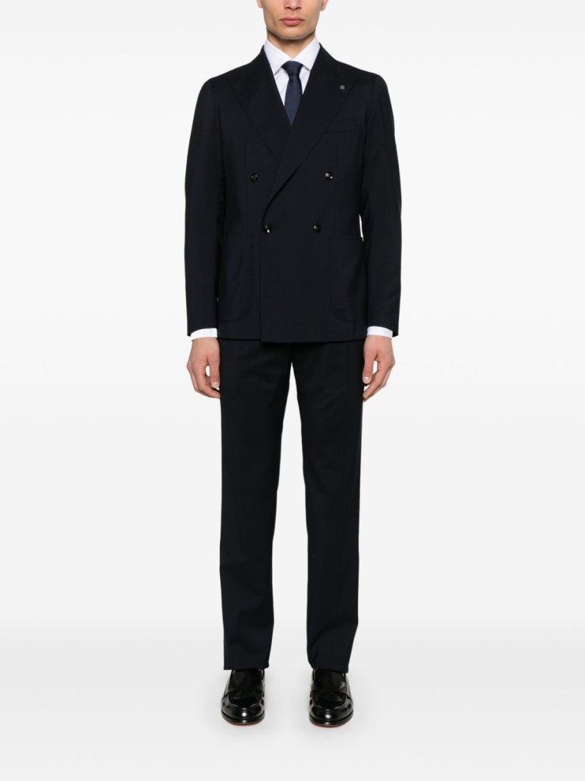 Tagliatore Tailored Blue Virgin Wool Blend Dress