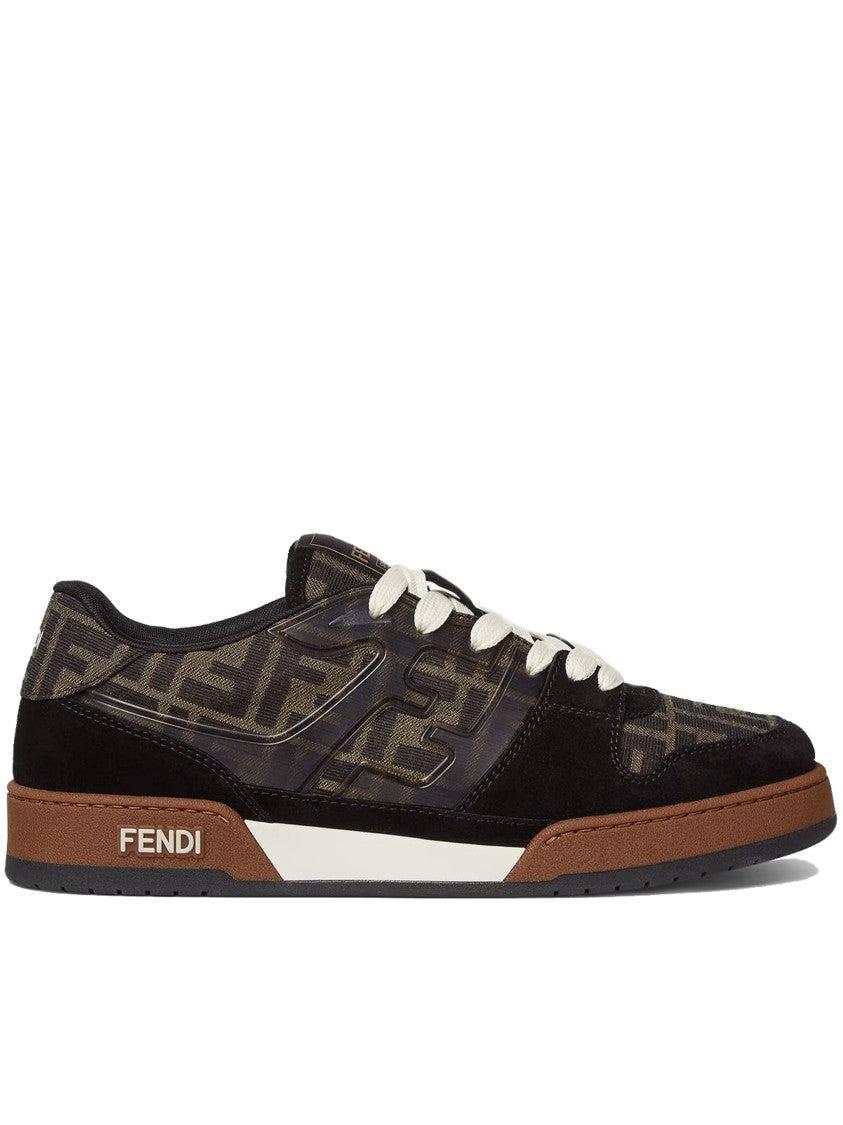Fendi Dark Brown Monogram Suede Low-Top Sneakers