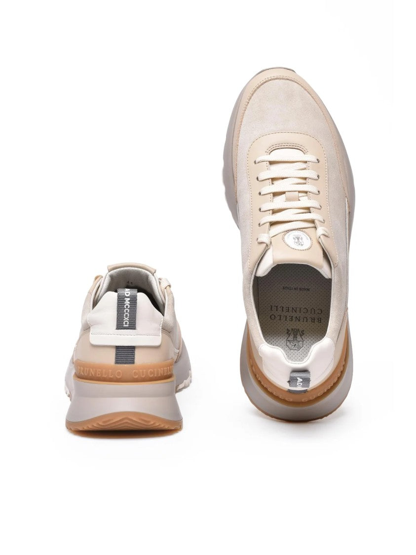 Brunello Cucinelli Beige Suede Low-Top Sneakers