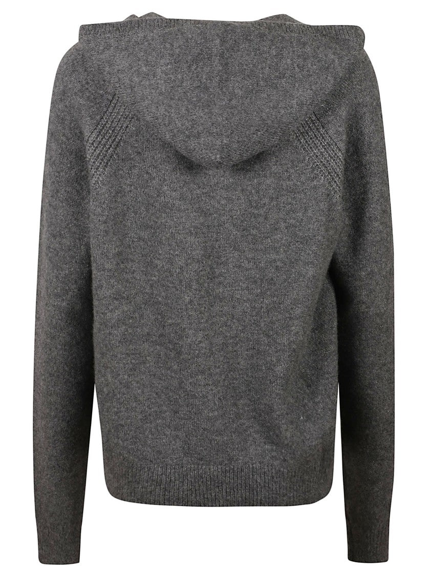 Sa Su Phi Knitted Hoody Sweater With V-Neckline And Textured Detailing