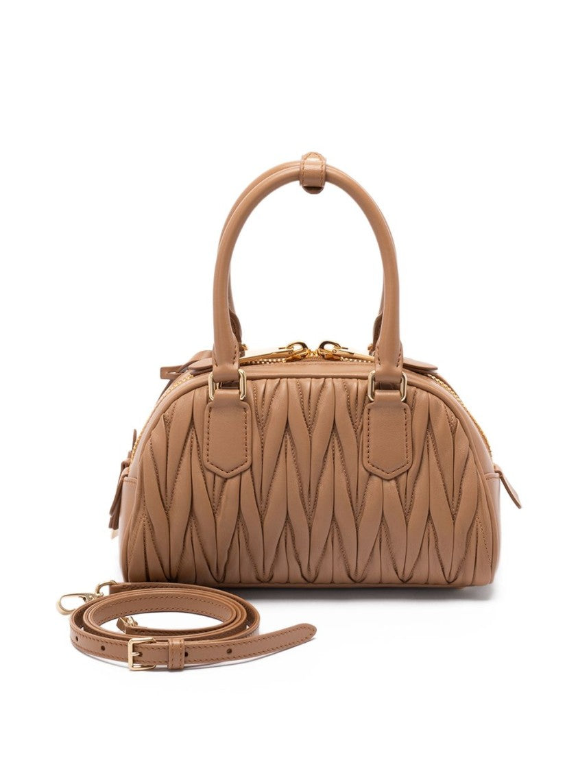Miu Miu Brown Arcadie Matelassé Nappa Leather Bag