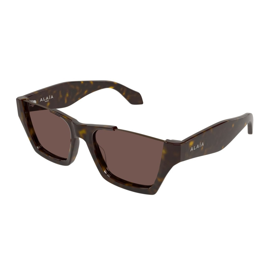 Azzedine Alaïa Angular Tortoiseshell Sunglasses With Dark Rectangular Lenses