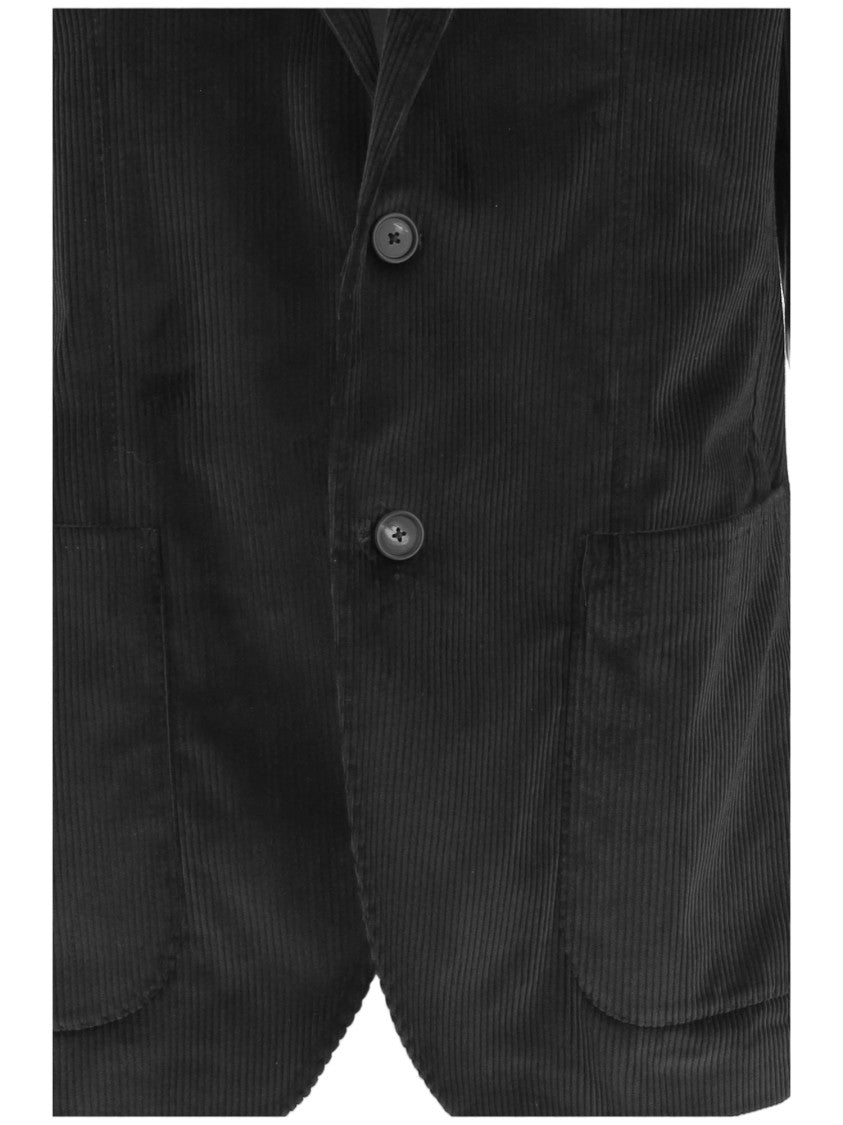 Tagliatore Ribbed Stretch Cotton Jacket With Classic Lapels