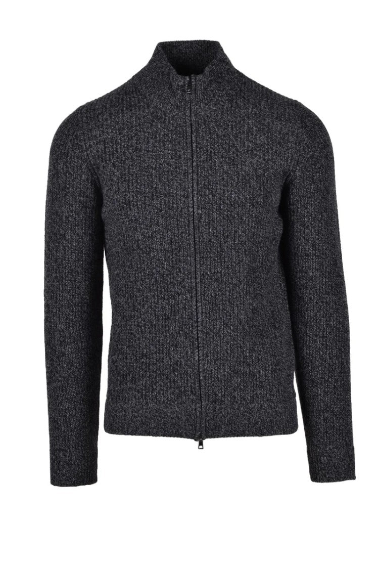 Fama Merino Wool And Cashmere Cardigan - Grey