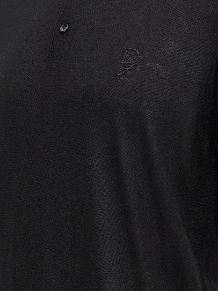 Dolce & Gabbana Silk Knit Polo Shirt With Logo Embroidery