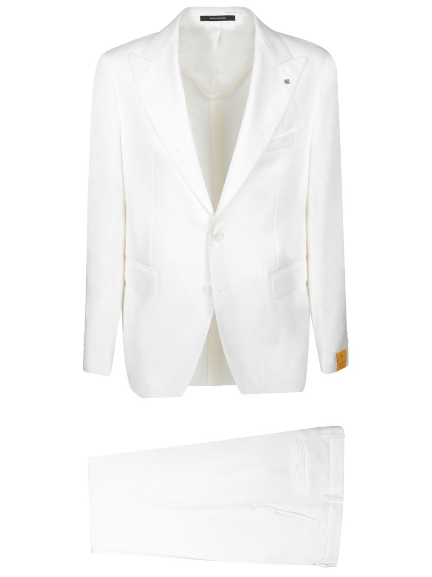 Tagliatore Tailored White Linen Suit With Two-Button Jacket