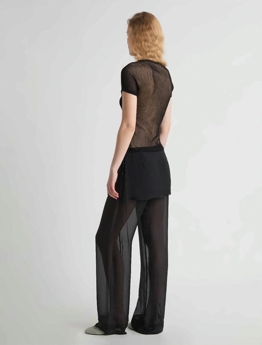 Paloma Wool Short-Sleeve Wrap Top With Textured Sheer Fabric
