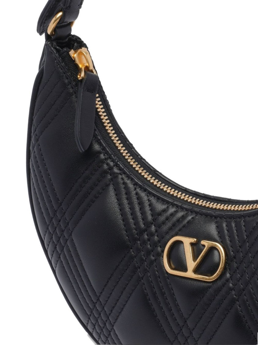 Valentino Garavani Quilted Crescent Shoulder Bag With Gold-Tone Hardware