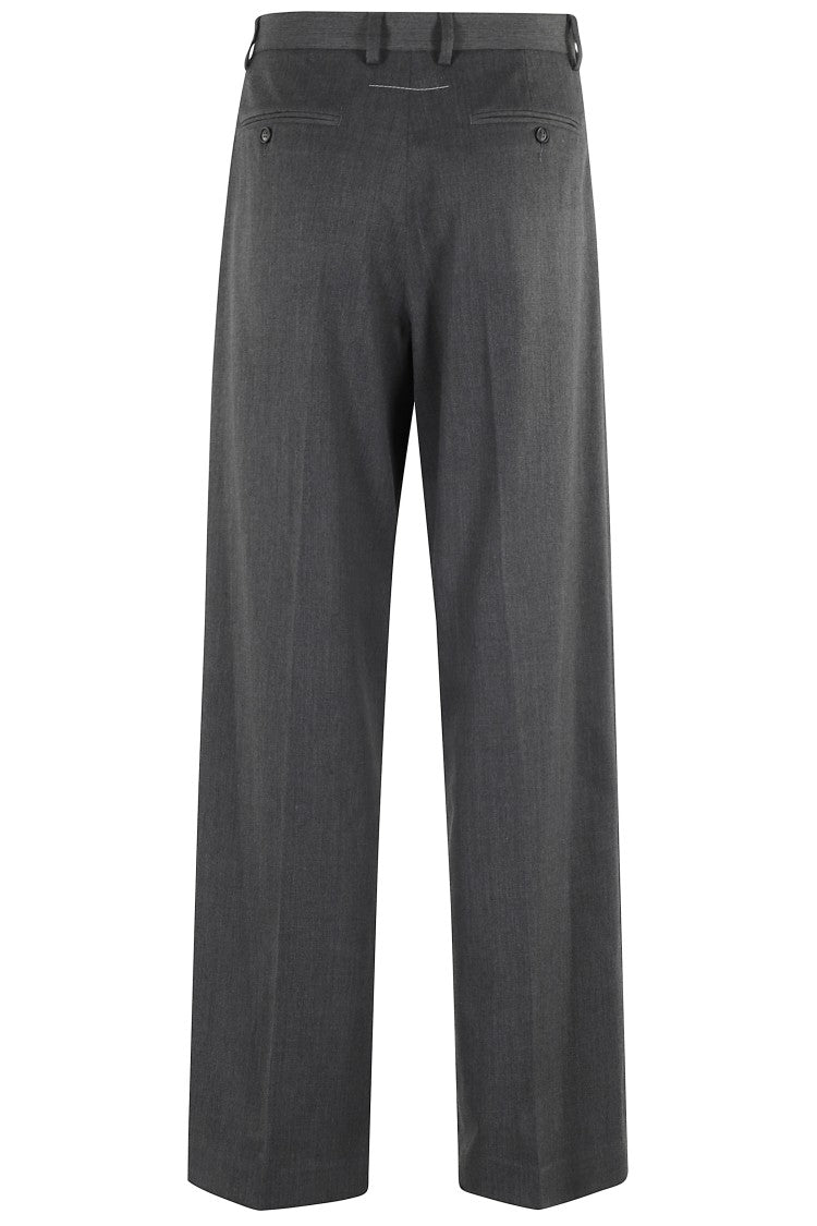Mm6 By Maison Margiela Wide-Leg Tailored Pants With Double Pleat Design