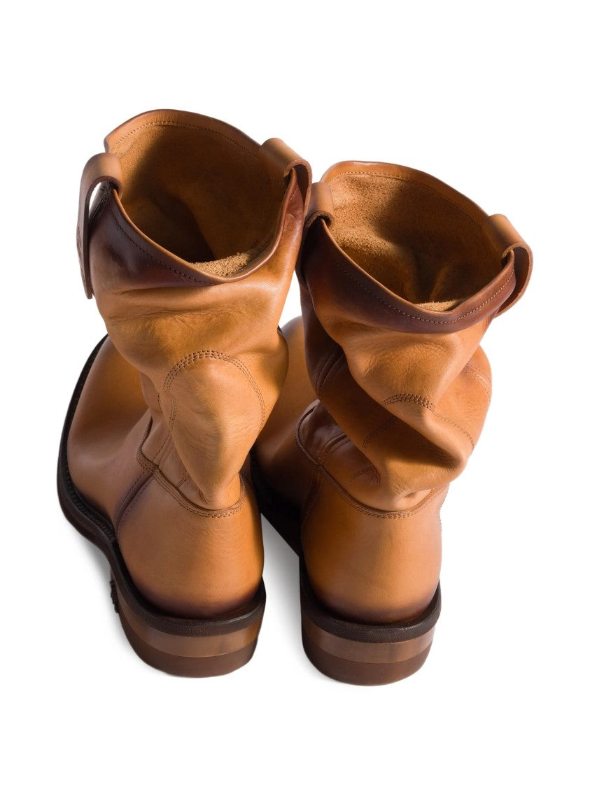 Miu Miu Brown Stivaletti Mid-Calf Slouchy Leather Boots