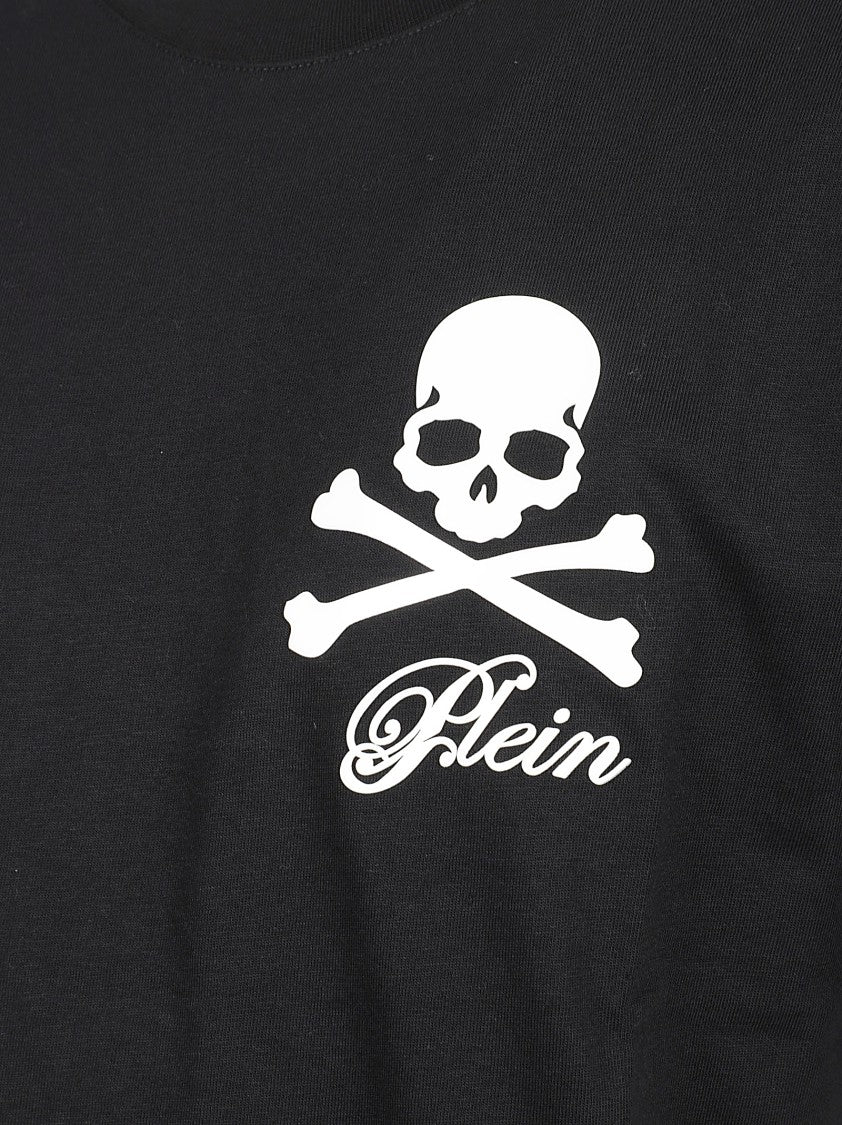 Philipp Plein Black Cotton T-Shirt With Skull And Crossbones Graphic