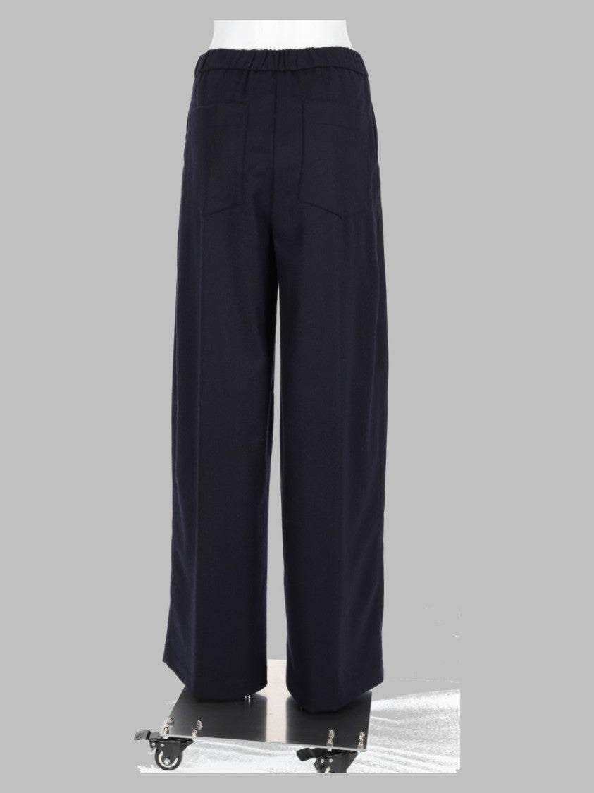 Nude Blue High-Waisted Wide-Leg Wool-Blend Pants