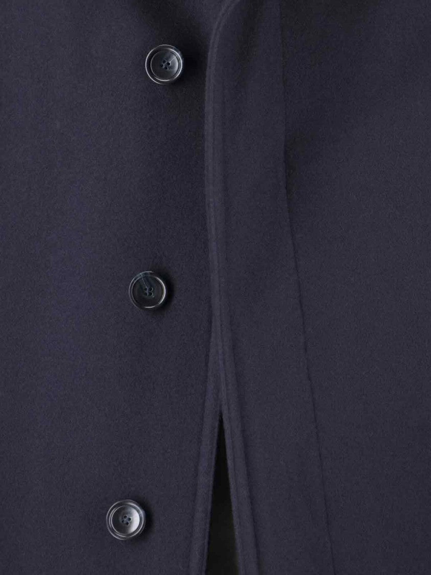 Tagliatore Blue Jacket With Classic Collar And Concealed Button Placket