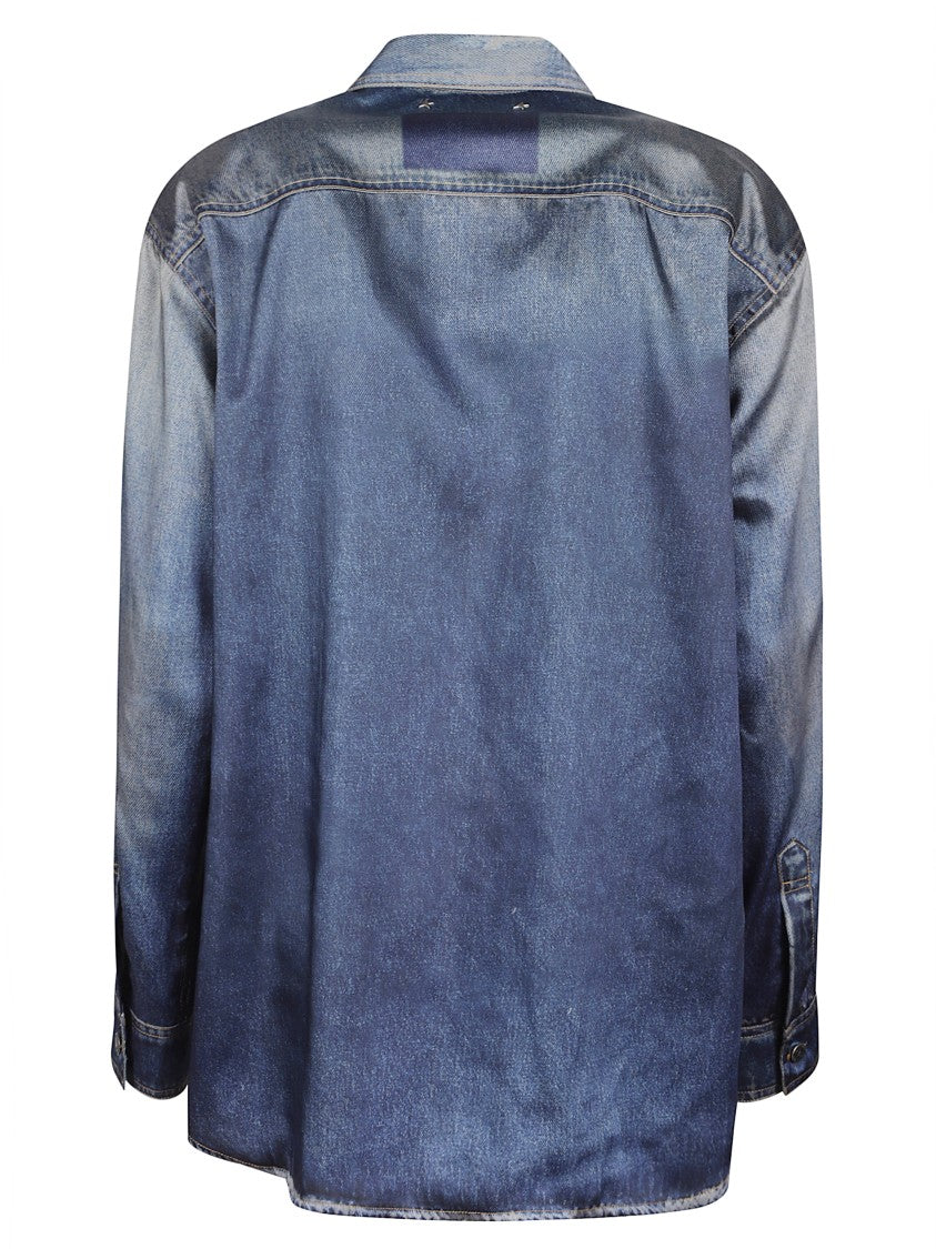 Golden Goose Blue Distressed Detail Oversized Shirt