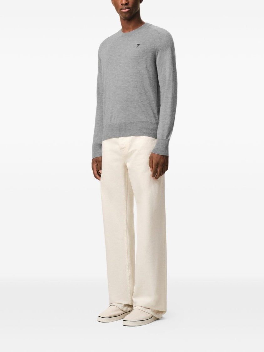 Ami Paris Grey Heather Crew Neck Sweatshirt