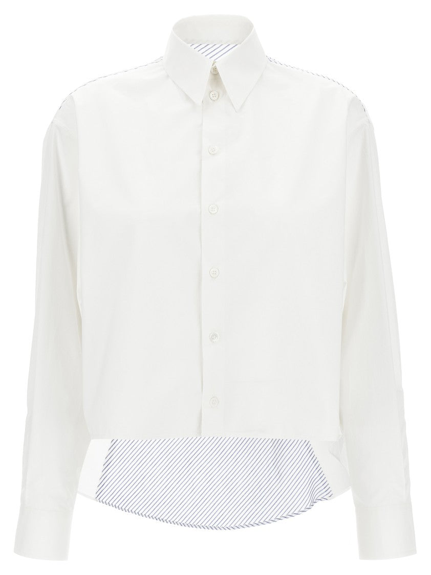 Mm6 By Maison Margiela Asymmetric Crop Shirt With Striped Back Insert