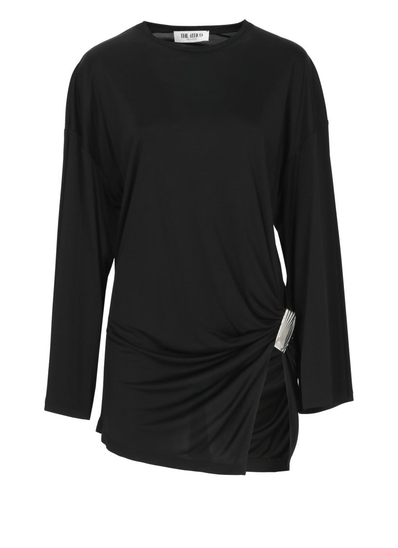 The Attico Mini Dress With Distinctive Curling Detail And Logo