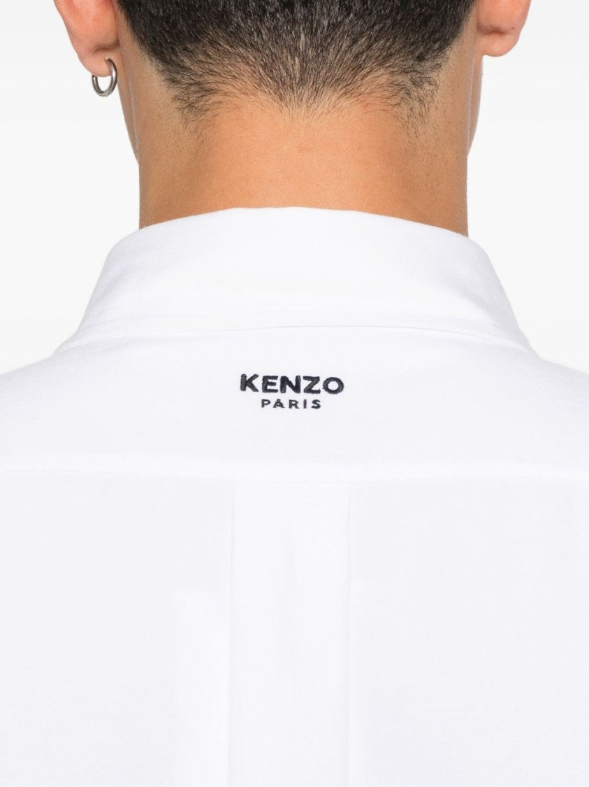 Kenzo White Button-Up Shirt With Embroidered Detail