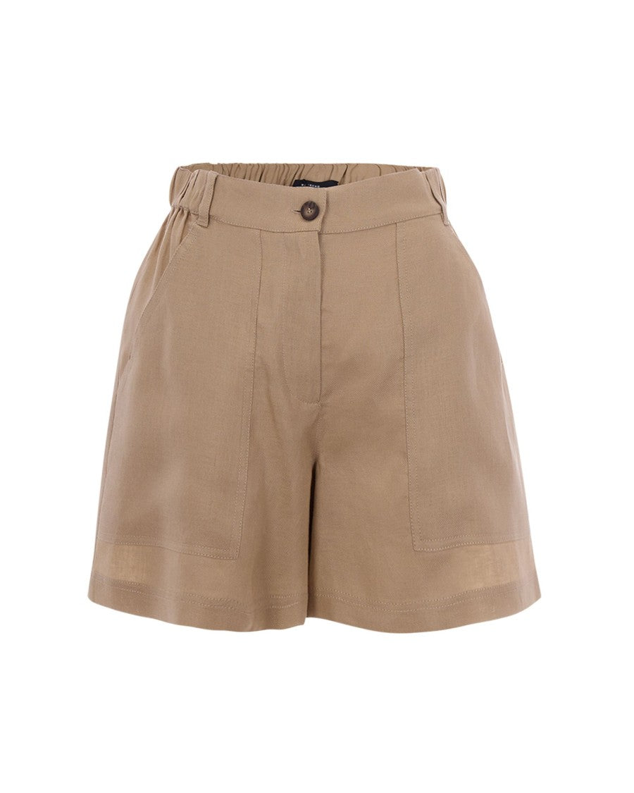 Max Mara Safari Gabardine Elasticated Waist Linen Shorts